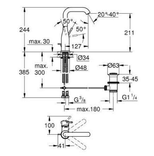 Grohe Essence Tek Kumandalı Lavabo Bataryası 1/2'' L-Boyut - 24174DC1