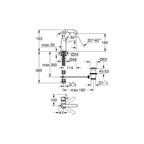 Grohe Essence New Tek Kollu Lavabo Bataryası M Boyut - 23462GL1