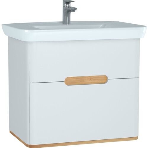 VitrA Sento 60824 Lavabo Dolabı, Çift Çekmeceli, 80 cm, Mat Beyaz