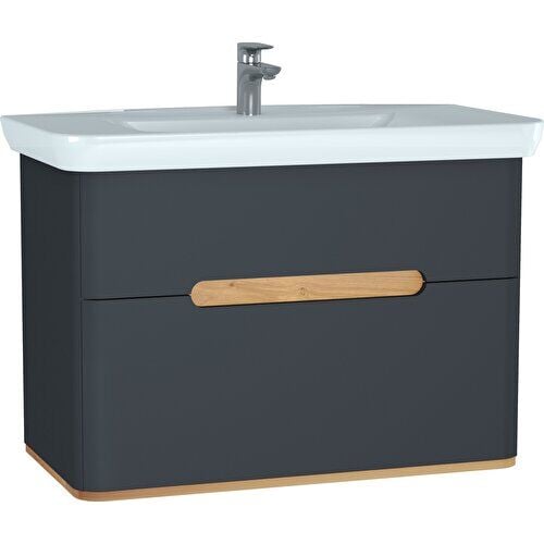 VitrA Sento 60838 Lavabo Dolabı, Çift Çekmeceli, 100 cm, Mat Antrasit