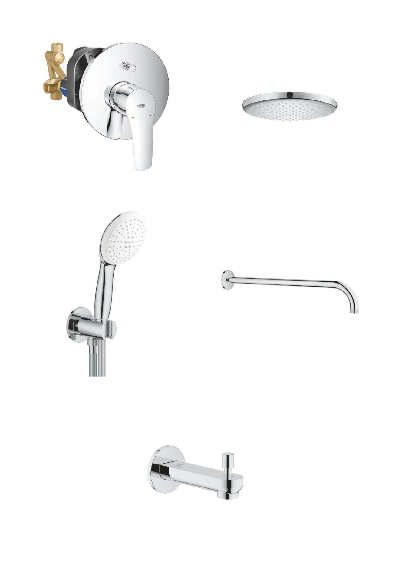 Grohe Eurosmart Gagalı Ankastre Banyo Seti (25cm Tepe duşlu)- 33305003SET4