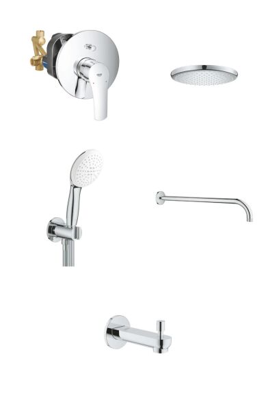 Grohe Eurosmart Gagalı Ankastre Banyo Seti (25cm Tepe duşlu)- 33305003SET4