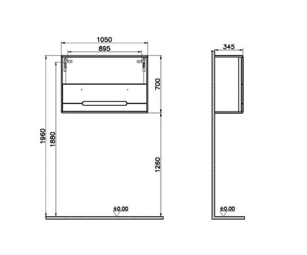 VitrA Sento 60885 Üst Dolap, 105 cm, Mat Beyaz