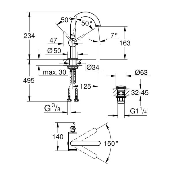 Grohe Atrio Tek Kumandalı Lavabo Bataryası M-Boyut (32043003)