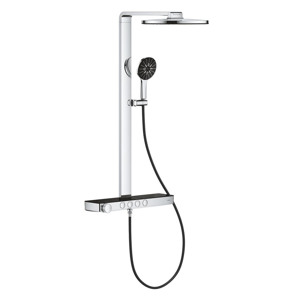 Grohe Rainshower Aqua Pure Duvara Monte Termostatik Bataryalı Duş Sistemi Siyah/Krom - 100964KI00