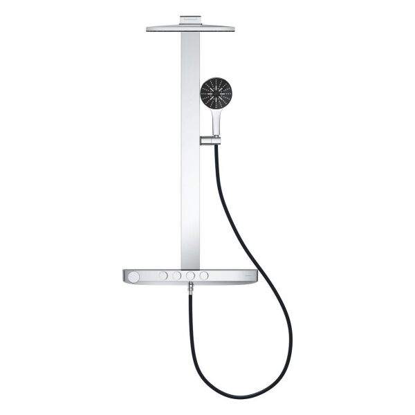 Grohe Rainshower Aqua Pure Duvara Monte Termostatik Bataryalı Duş Sistemi Siyah/Krom - 100964KI00