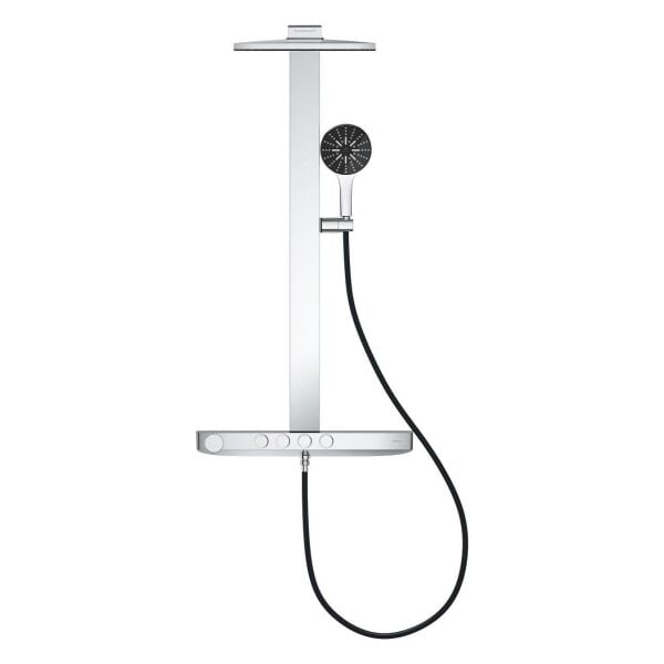 Grohe Rainshower Aqua Pure Duvara Monte Termostatik Bataryalı Duş Sistemi Siyah/Krom - 100964KI00