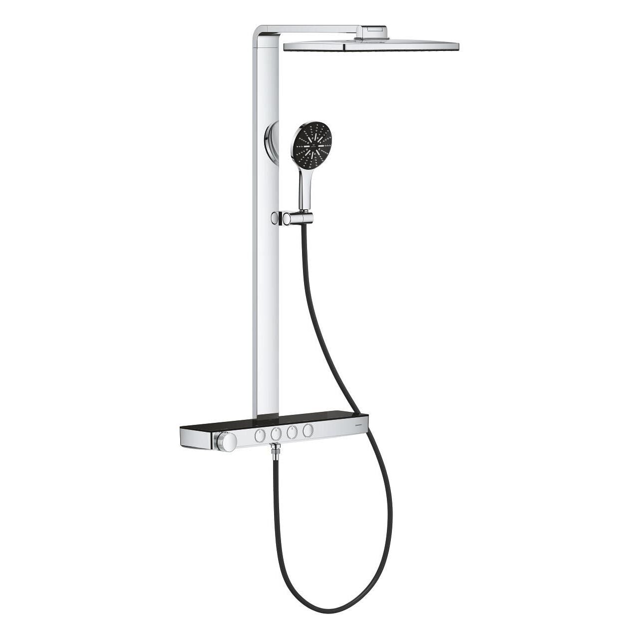 Grohe Rainshower Aqua Pure Duvara Monte Termostatik Bataryalı Duş Sistemi Siyah/Krom - 100961KI00