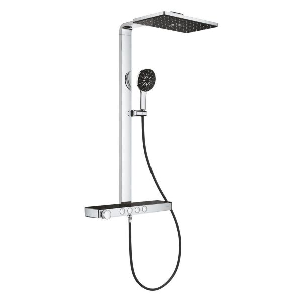 Grohe Rainshower Aqua Pure Duvara Monte Termostatik Bataryalı Duş Sistemi Siyah/Krom - 100961KI00