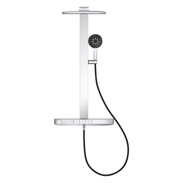 Grohe Rainshower Aqua Pure Duvara Monte Termostatik Bataryalı Duş Sistemi Siyah/Krom - 100961KI00