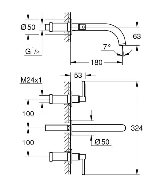 Grohe Atrio 3 Delikli Lavabo Bataryası S Boyut - 20169AL3