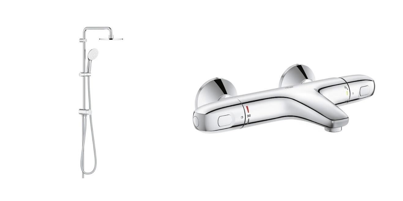 Grohe Duş Seti (Duş Kolonu + Termostatik Batarya) - 34155003SET2