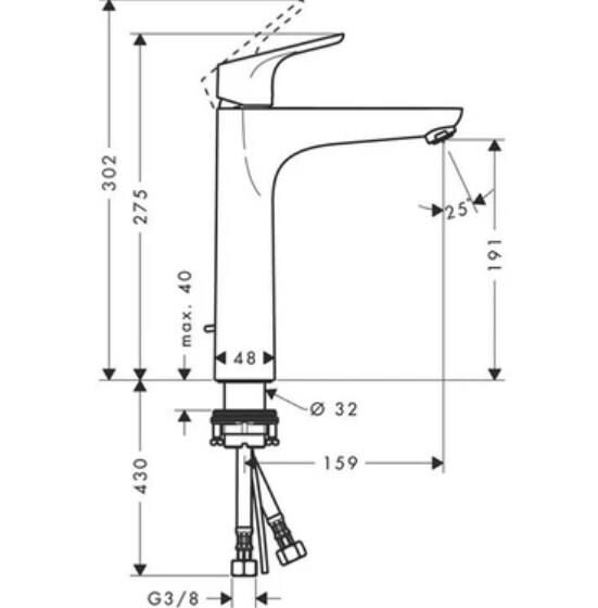 Hansgrohe Focus Tek Kollu Lavabo Bataryası 190 Kumandalı - 31608000