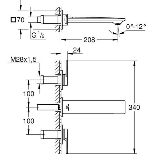 Grohe Allure 3 Delikli Lavabo Bataryası 1/2m - Boyut - 20193002