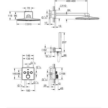 Grohtherm SmartControl Rainshower SmartActive 310 Cube duş seti (34804000)