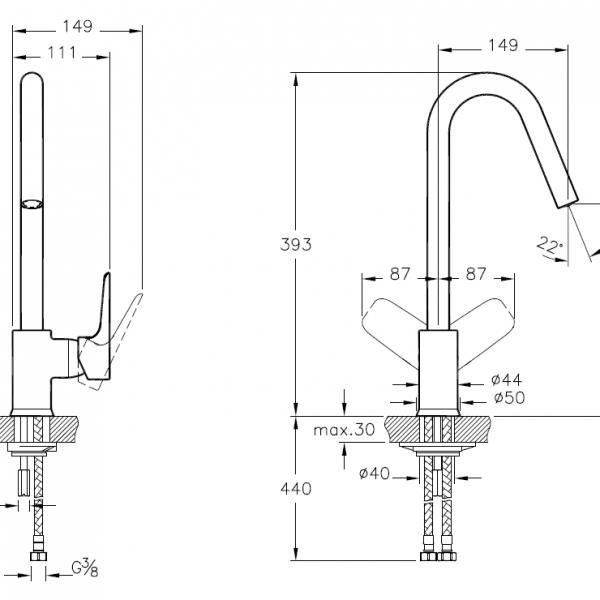 Artema X-Line A42115 Eviye Bataryası Krom