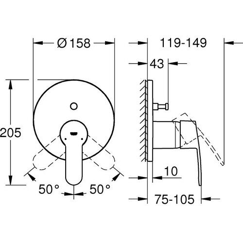 Grohe Eurostyle Cosmo. Ankastre Banyo Duş Bataryası 2 çıkışlı divertörlü- 24052002