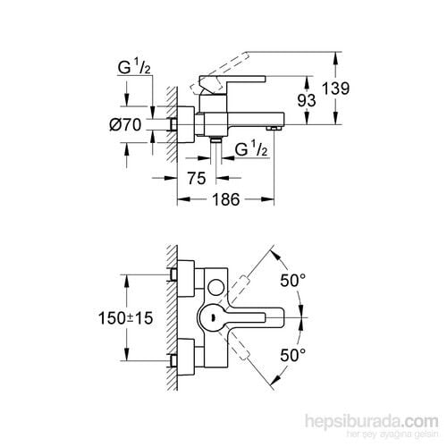 Grohe Lineare Tek Kumandalı Banyo Bataryası 33849000