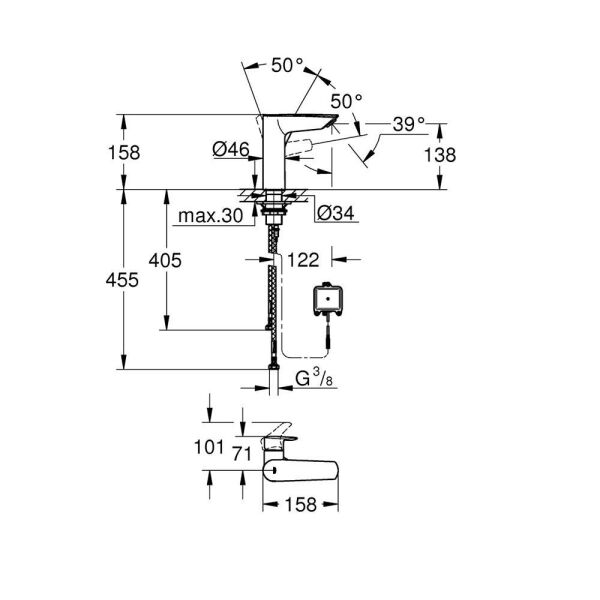Grohe Eurosmart Tek Kumandalı Lavabo Bataryası M-Boyut - 23975003