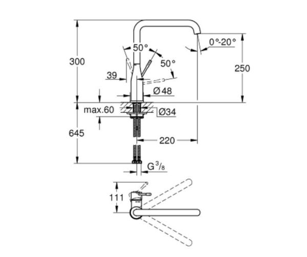 Grohe Essence Tek Kollu Eviye Bataryası 1/2'' - 30269BE0