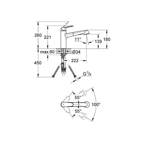 Grohe Eurodisc Cosmopolitan Tek Kumandalı Spiralli Eviye Bataryası - 32257002