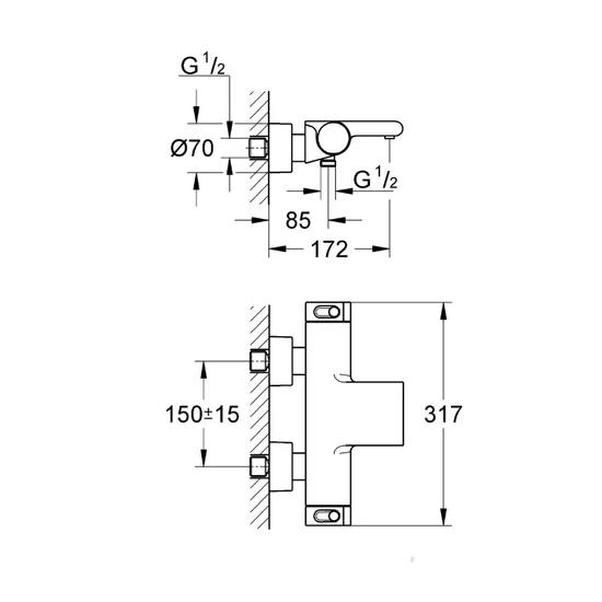 Grohe Grohtherm 2000 Termostatik Banyo Bataryası - 34174001