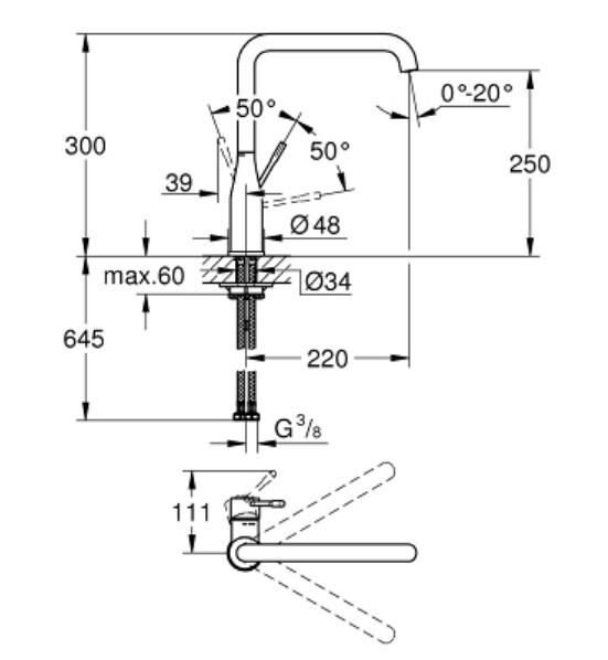 Grohe Essence Eviye Bataryası 1/2'' - 30269EN0