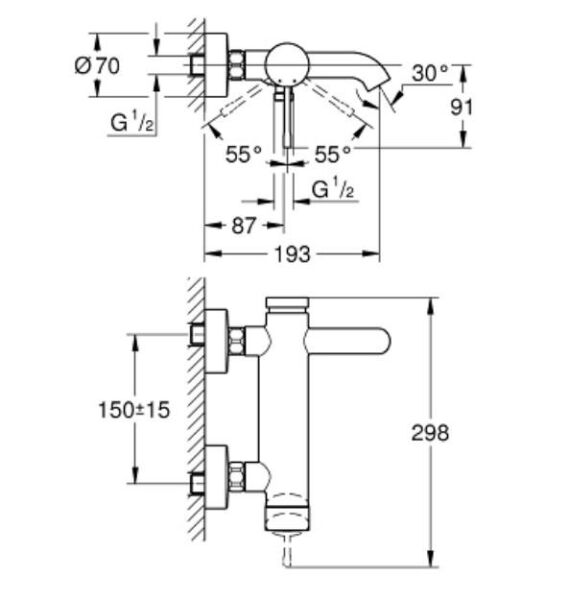Grohe Essence Tek Kumandalı Banyo Bataryası 1/2'' - 33624EN1