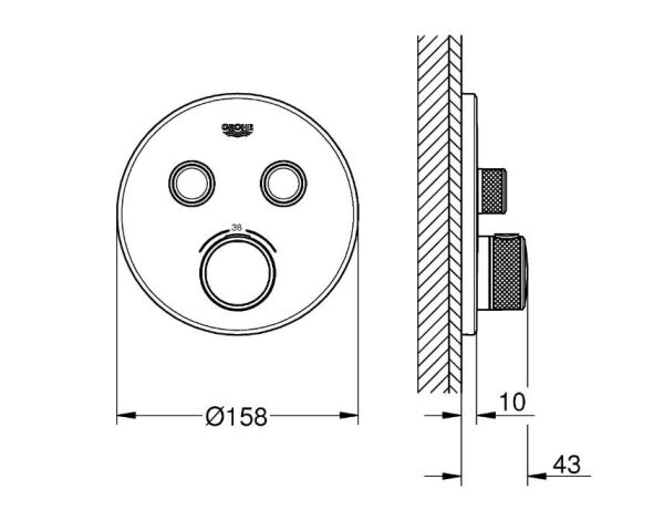 Grohe Grohtherm Smartcontrol Çift Valfli Akış Kontrollü, Ankastre Termostatik Duş Bataryası Brushed Warm Sunset - 29119DL0