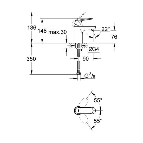 Grohe Eurosmart Cosmo Lavabo Bataryası 32824000