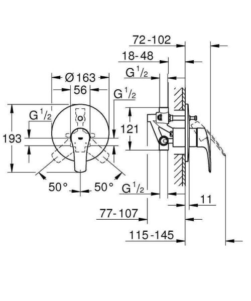 Grohe EUROSMART TEK KUMANDALI BANYO BATARYASI - 33305003