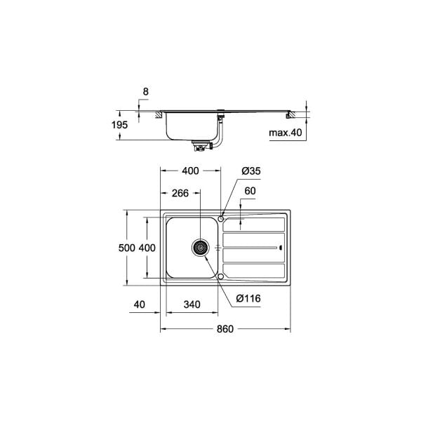 Grohe K500 Damlalıklı Paslanmaz Çelik Eviye - 31571SD0