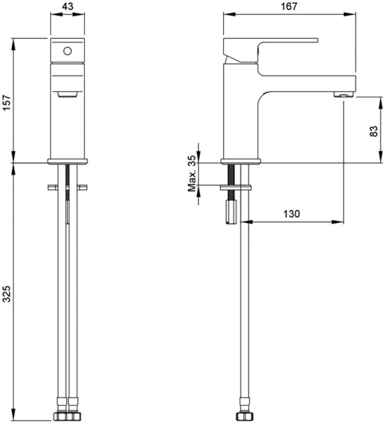 VitrA A40775 Q-Line Lavabo Bataryası Krom