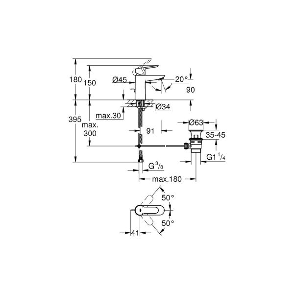 Grohe BauEdge Lavabo Bataryası S-Size- 23328000