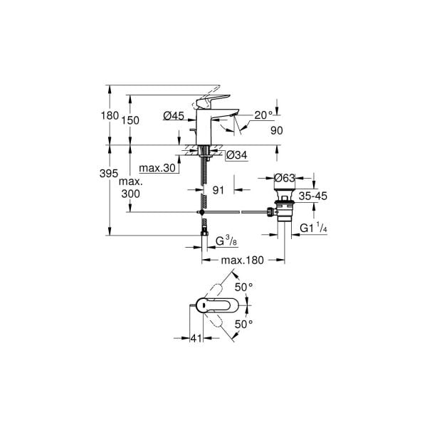 Grohe BauEdge Lavabo Bataryası S-Size- 23328000