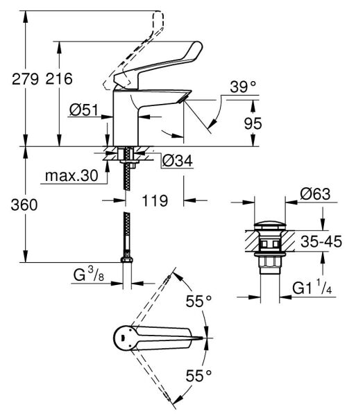 Grohe Eurosmart Tek Kumandalı Lavabo Bataryası - 23982003