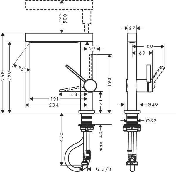Hansgrohe Finoris Lavabo Bataryası 230, 2jet spiralli - 76063000