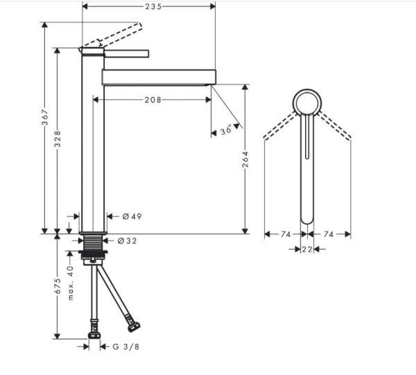 Hansgrohe Finoris Lavabo Bataryası 260 - 76070000