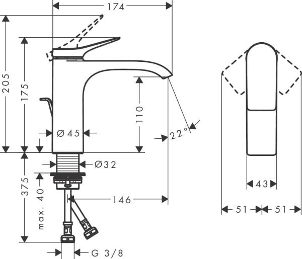 Hansgrohe Vivenis Lavabo Bataryası 110 - 75020000