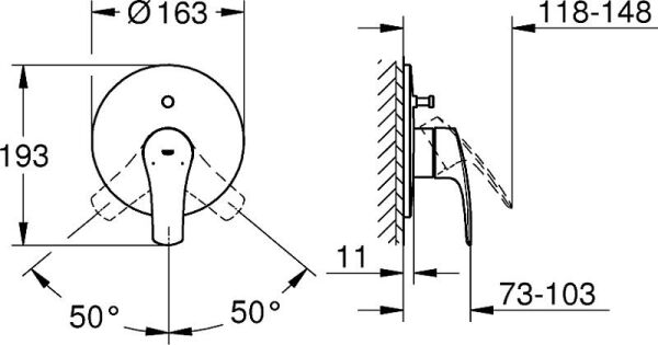 Grohe EUROSMART ANKASTRE BANYO/DUŞ BATARYASI - 19450003