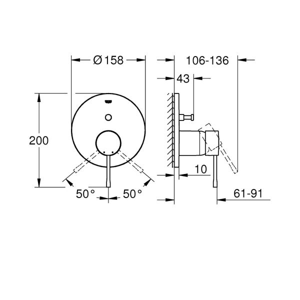 Grohe Essence Ankastre Banyo Bataryası 2 Çıkış Br.Hard Graphite