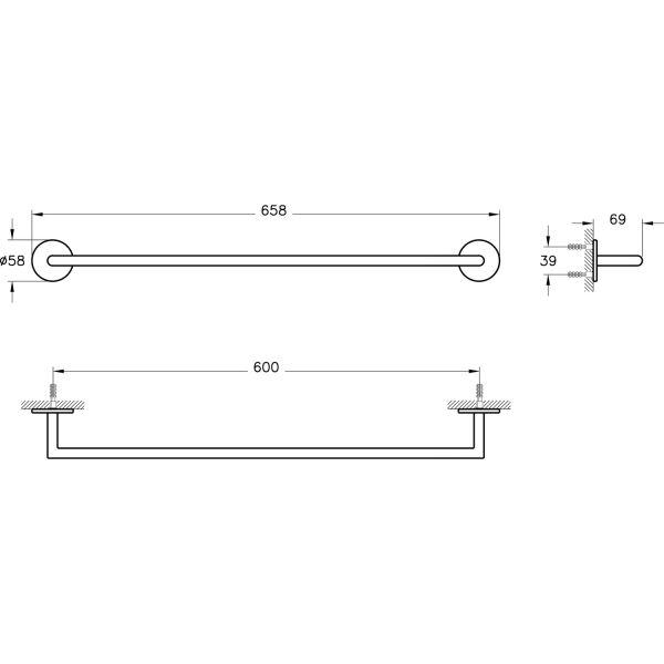 Vitra Origin A44897 Havluluk 60 cm Krom
