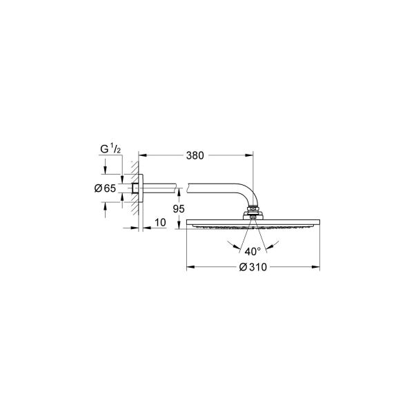 Grohe Rainshower Cosmopolitan Tepe Duşu ve Dirseği 38cm - 26066GN0