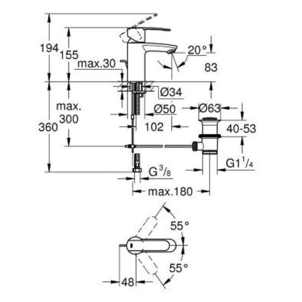 Grohe Wave Cosmopolitan Lavabo Bataryası 23202000
