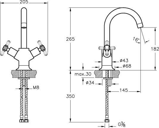 Artema Juno Swarovski A4166023 Altın Lavabo Bataryası