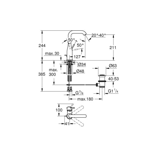 Grohe Essence Tek Kumandalı Lavabo Bataryası 1/2″ L-Boyut 32628DL1