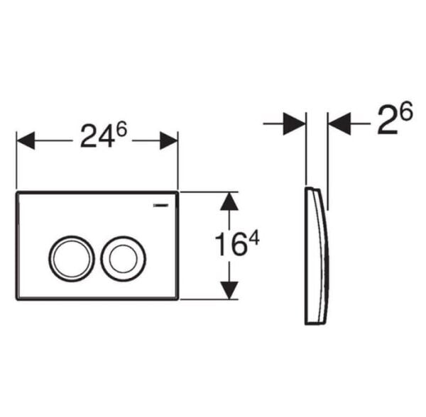 Geberit Delta25 Kumanda Paneli Çift Basmalı, Mat Krom - 115.125.46.5