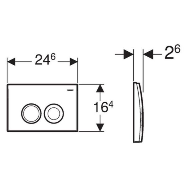 Geberit Delta25 Kumanda Paneli Çift Basmalı, Mat Krom - 115.125.46.5