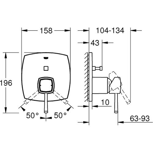 Grohe Ankastre Banyo Bataryası 2 Çık. Grandera Kr/altın- 24068IG0