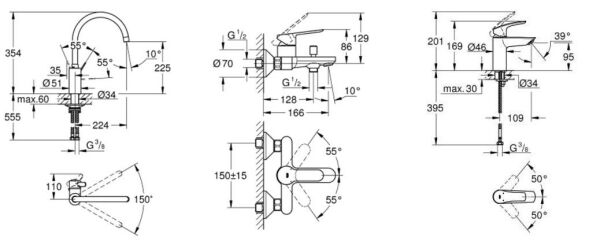 Grohe Euro 3'lü Batarya Seti - 32843SET1
